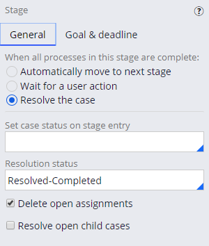 Resolution stage status