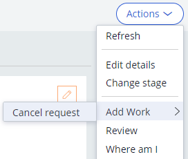 Accessing the Cancel request optional process
