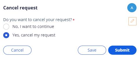 Cancel request view