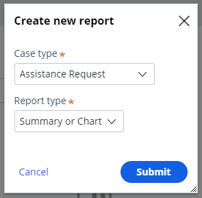Create new report dialog