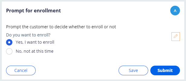 Prompt for enrollment view