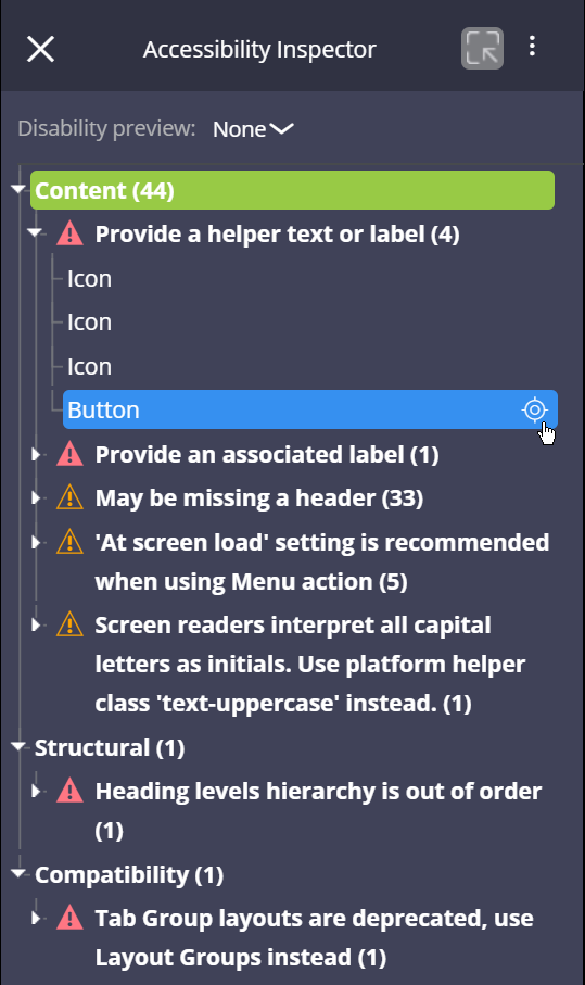 Accessibility Inspector Expanded Crosshairs