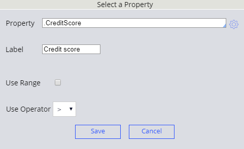 Select a property for decision table header