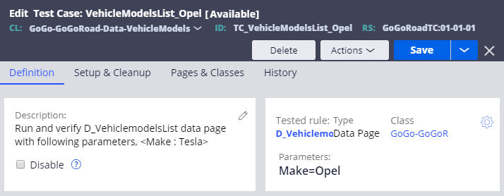 Test case for VehicleModelsList_Opel