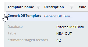 DB template staging