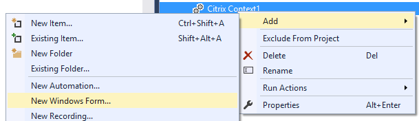 add citrix to windows form