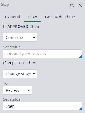 Flow tab for the Review repair Approve/Reject step
