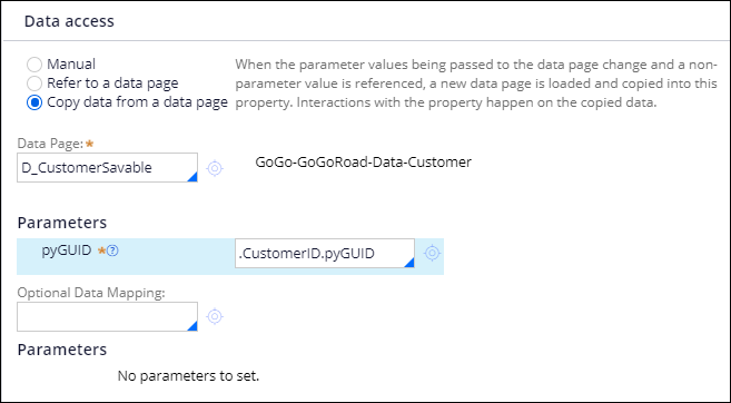 CustomerID property configured to source from a savable data page