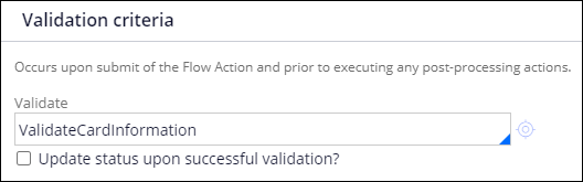 Validation criteria for EnterPaymentInformation flow action