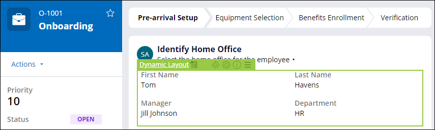 Live UI to select a dynamic layout in the Identify Home Office view