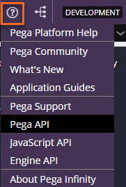 Pega help resource menu