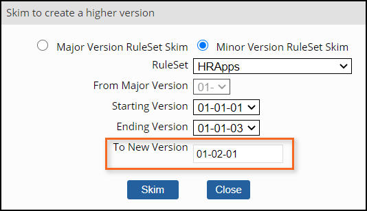 Skim to create a higher version of HRApps