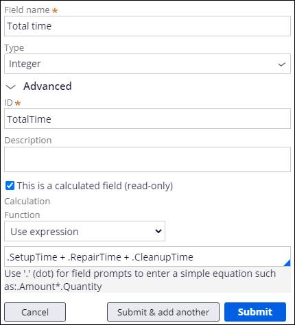 Total time calculated field