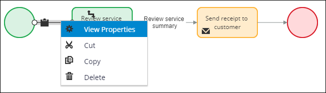 View properties in the first connector of the Invoice Customer flow rule