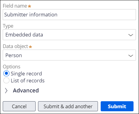 Submitter information data object creation
