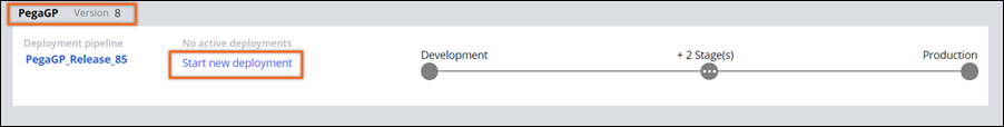 Image depicts the deployment pipeline that is available for the user on the Deployment Manager portal.